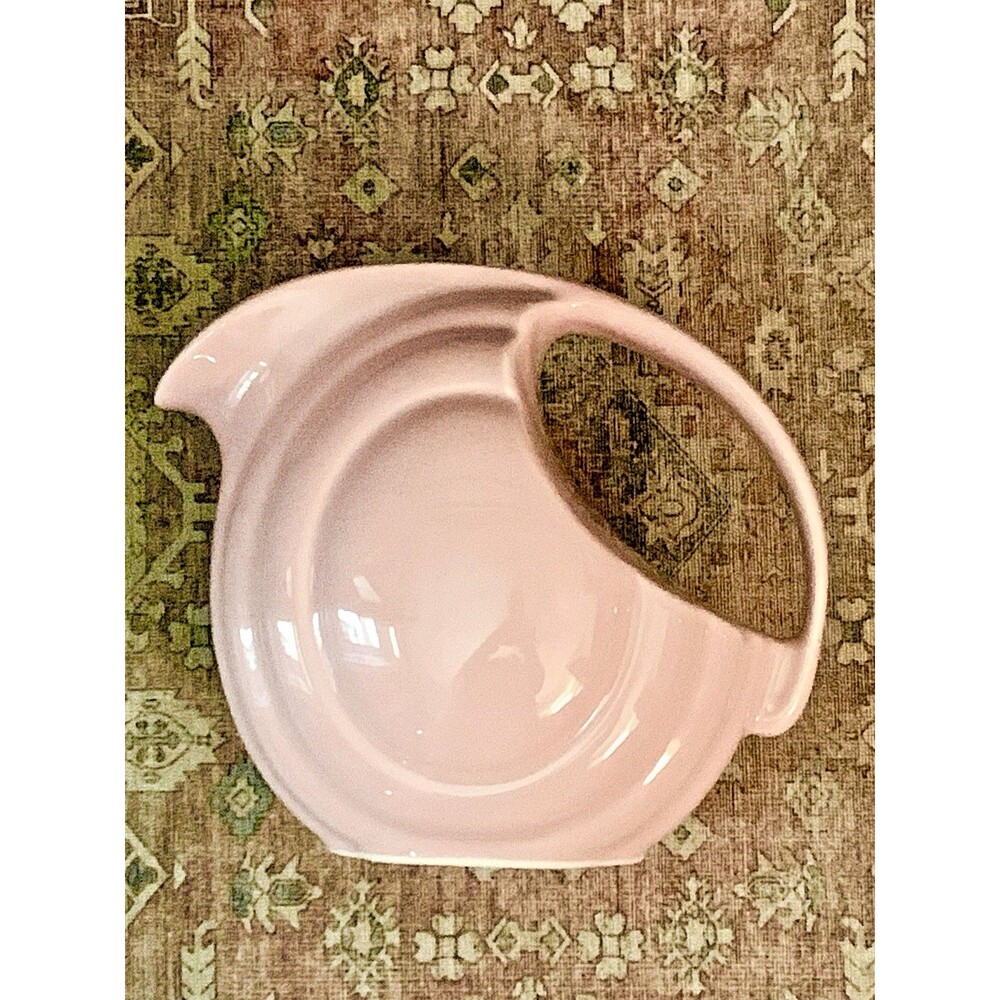 Vintage Hall China Pink Orchid Streamline Water Pitcher Disc Jug Art Deco MCM